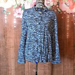BEACH Lunch Lounge Blue Black Tiger Print Viscose Size S/P Blouse